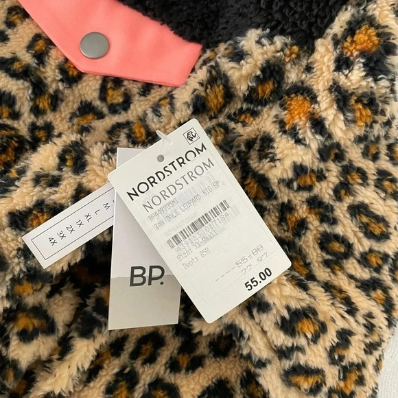 BP. Leopard Print Colorblock Fleece Pullover Sz XXS - Picture 4 of 7